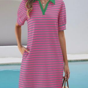 Striped Pink and Green Mini Dress